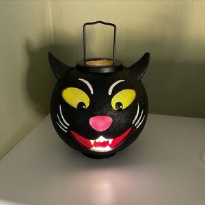 Illuminations VTG Halloween Black Cat Lantern Tea Light Votive Candle Holder